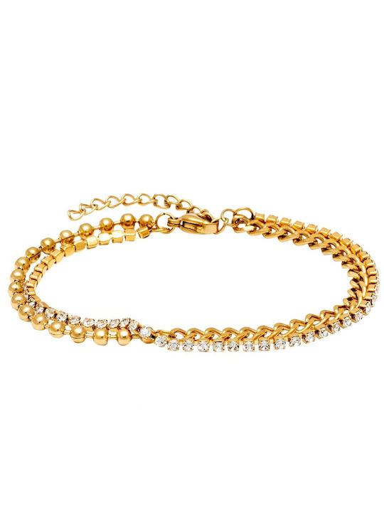 Visetti Bracelet Riviera made of Steel Gold Plated with Pearls