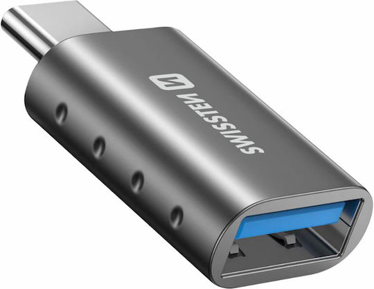 Swissten Converter USB-C male to USB-A female Gray 1pcs 55500100