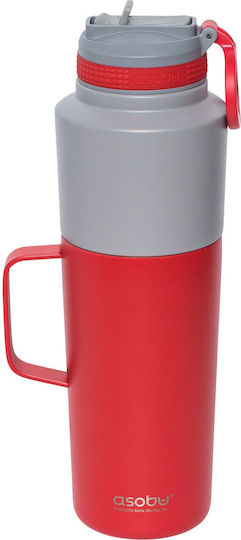 Asobu Twin Pack Μπουκάλι Θερμός Ανοξείδωτο 900ml Κόκκινο