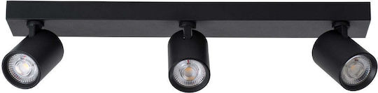 GloboStar Leonardo Triplu LED Alb Natural Spot în Culoare Negru
