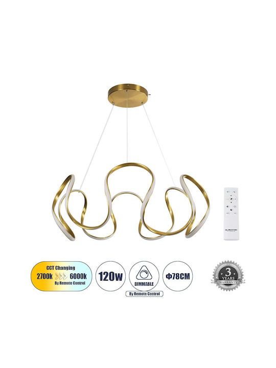 GloboStar Tarantula Pendant Lamp with Built-in LED Gold