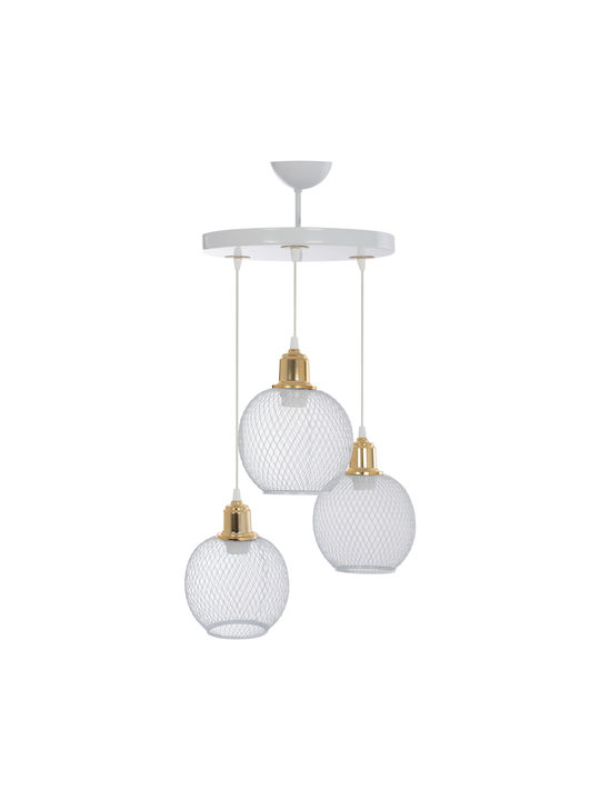 HomeMarkt Pendant Light Three-Light Grid White