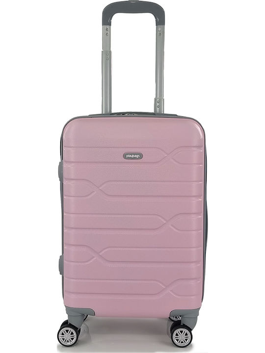 Playbags Βαλίτσα Ταξιδίου Καμπίνας Σκληρή Ροζ με 4 Ρόδες Ύψους 52εκ.