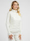 Guess Κοντό Γυναικείο Αμάνικο Puffer Μπουφάν για Χειμώνα Λευκό