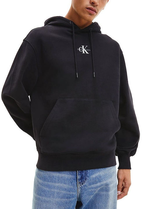 Calvin Klein Men's Sweatshirt with Hood & Pockets Black
