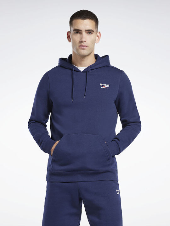 Reebok Identity Over Head Ανδρικό Φούτερ με Κουκούλα και Τσέπες Navy Μπλε