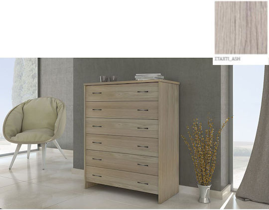 Kommode Schlafzimmer Holz Economy mit 6 Schubladen Aschgrau 86x43x112cm