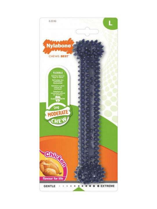 Nylabone Moderate Dental Παιχνίδι Κόκκαλο Σκύλου Μασητικό με Γεύση Κοτόπουλο Large Μπλε 1τμχ