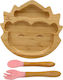 Baby Cloud Feeding Set Hedgehog made of Bamboo with Non-Slip Base Pink 3pcs