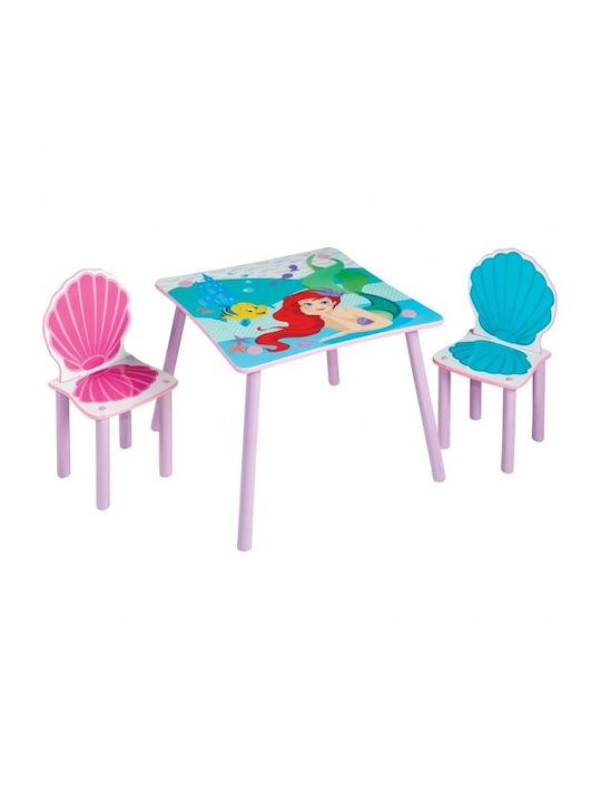 Princess Ariel Kinder Tischset mit Stühlen aus Holz Mehrfarbig