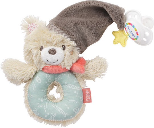 Fehn Rassel Teddybär mit Schnullerclip