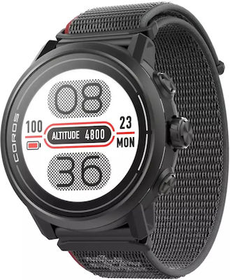 Coros Apex2 Titanium 43mm Αδιάβροχο Smartwatch με Παλμογράφο (Μαύρο)