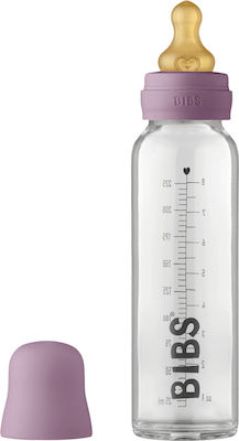 Bibs Sticlă de Sticlă pentru Bebeluși cu Tetină de Silicon pentru 0+, 0+ m, luni Mauve 225ml 1buc