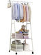 Dream House Store Metallic Garment Rack Wheeled White 55x42x160cm