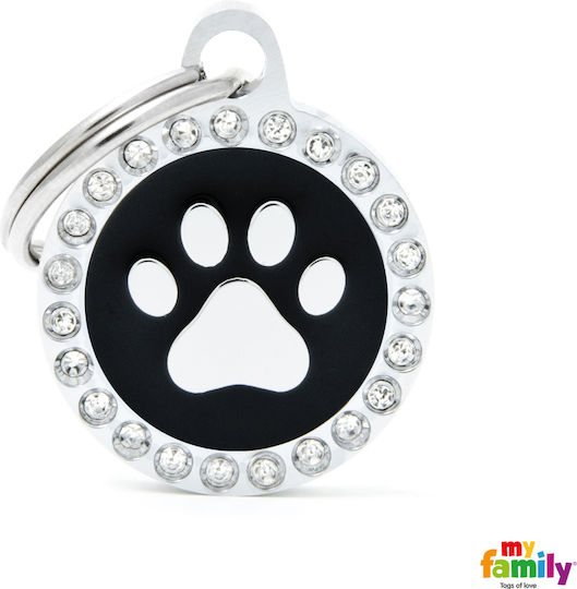 My Family Glam Identificator Câine Labă Negru Metalic Mici 2.85cm
