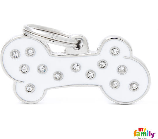 My Family Chic Dog ID Bone White Metal Small 3x1.5cm