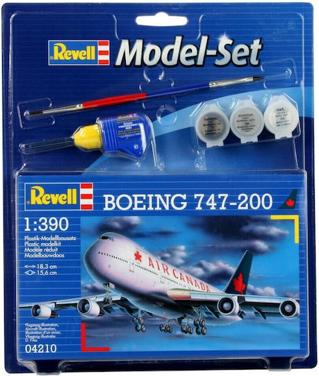 Revell Boeing 747-200 Modeling Figure Airplane 60 Pieces in Scale 1:390 with Glue and Paints 18.6x15.6cm.