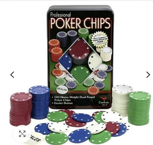 Set 100 Fise De Poker 50mm / 4gr În Cutie Metalică