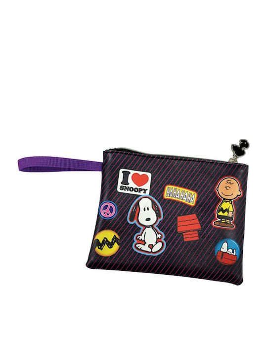 Back Me Up Snoopy Kinder Geldbörse Münzfach mit Reißverschluss Schwarz