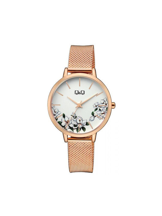 Q&Q Watch with Pink Gold Metal Bracelet