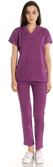 Leon 101MR Women's Purple Pants & Blouse Set Cotton and Polyester