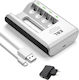 EBL C807 USB Зарядно 4 за батерии Ni-Cd/Ni-MH Размер AA/AAA в Сребрист цвят