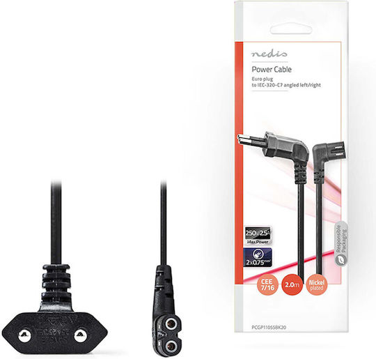 Nedis Euro - IEC C7 Cable 2m Μαύρο PCGP11055BK20
