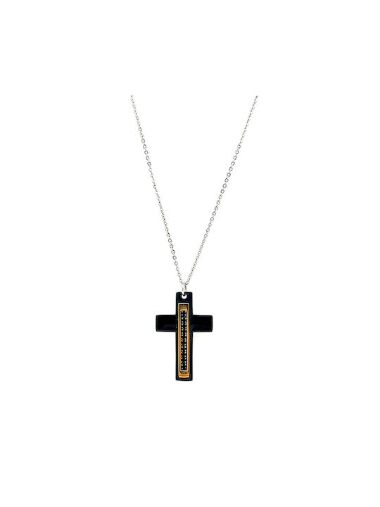 Men's Steel Necklace with Cross