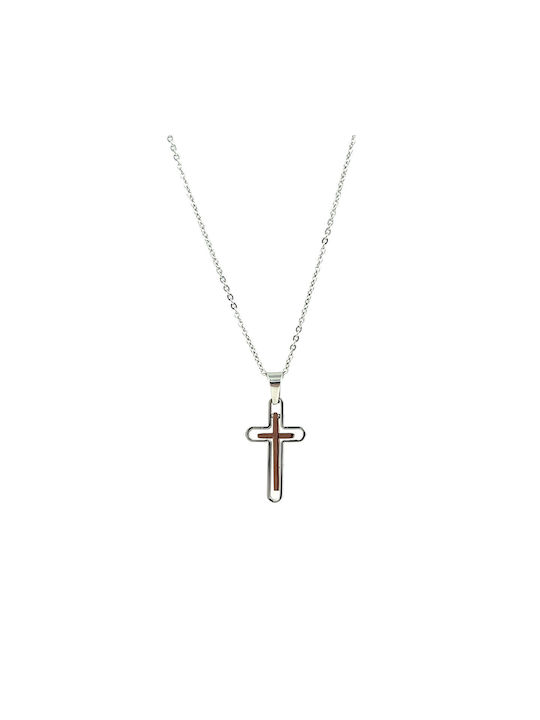 Men's Steel Necklace with Cross