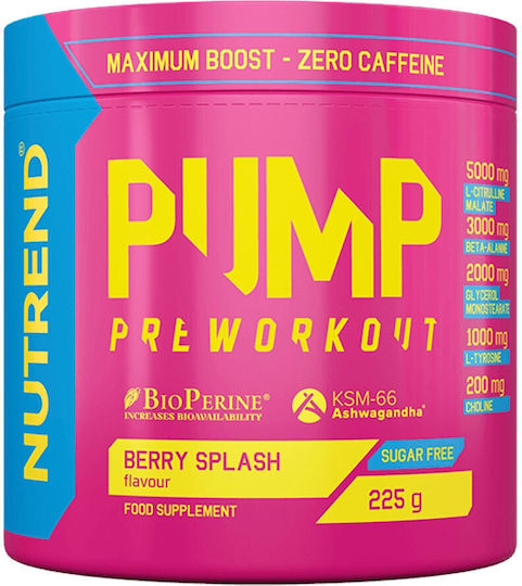 Nutrend Pump Pre Workout Supplement 225gr Berry Splash