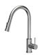 Steiner Quadron Julia Tall Kitchen Faucet Counter with Shower Brushed Steel