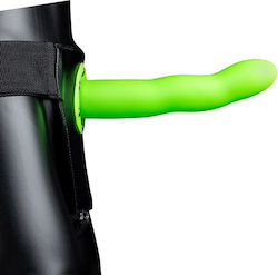 Shots Curved Hollow Glow In The Dark Harness with Dildo Green