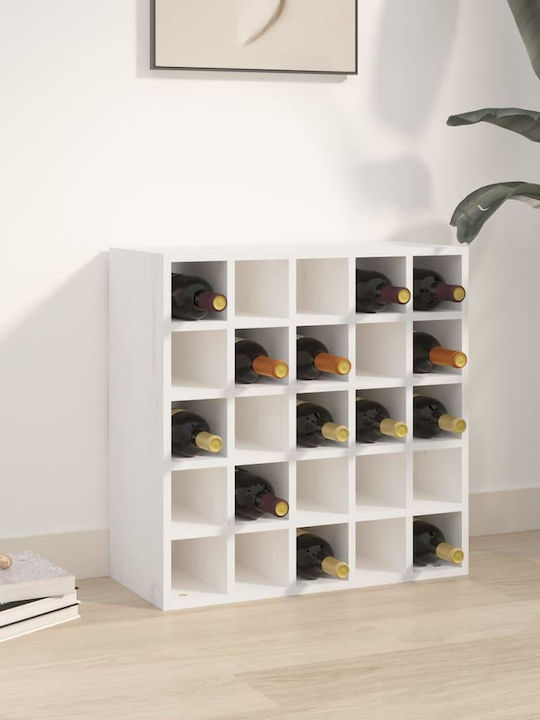 vidaXL Freistehend Flaschenhalter Hölzernes für 25 Flaschen White 56x25x56εκ.