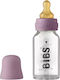 Bibs Glass Bottle with Rubber Nipple for 0+, 0+ m, months Mauve 110ml 1pcs