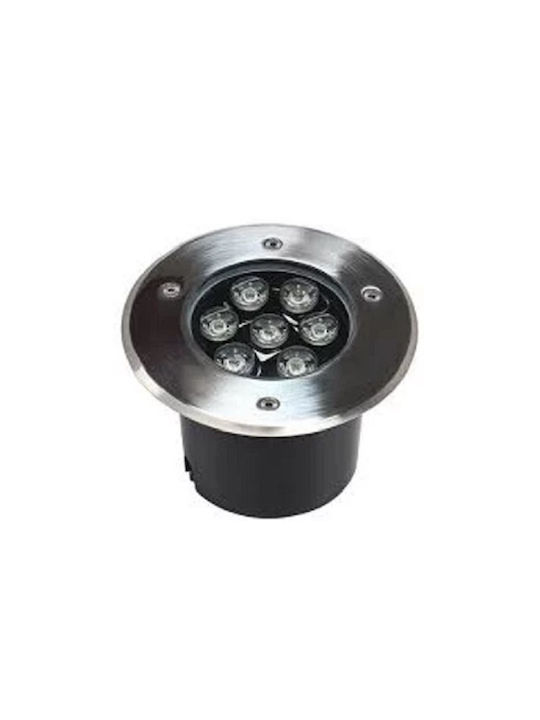 Universo Illuminazione Σποτ Δαπέδου LED 7W με Ψυχρό Λευκό Φως IP67 Ασημί