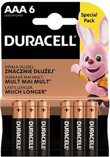 Duracell Αλκαλικές Μπαταρίες AAA 1.5V 6τμχ