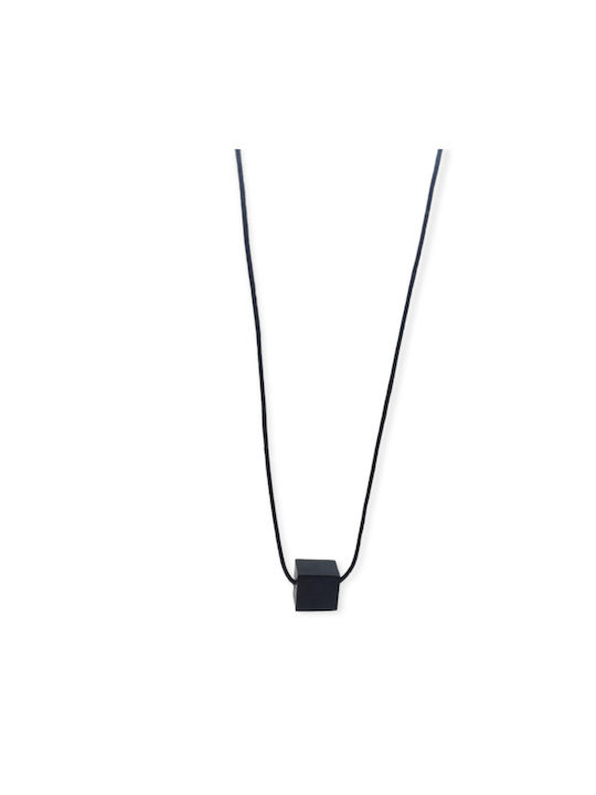 Men's Necklace Ananna Cube Steel Necklace Black