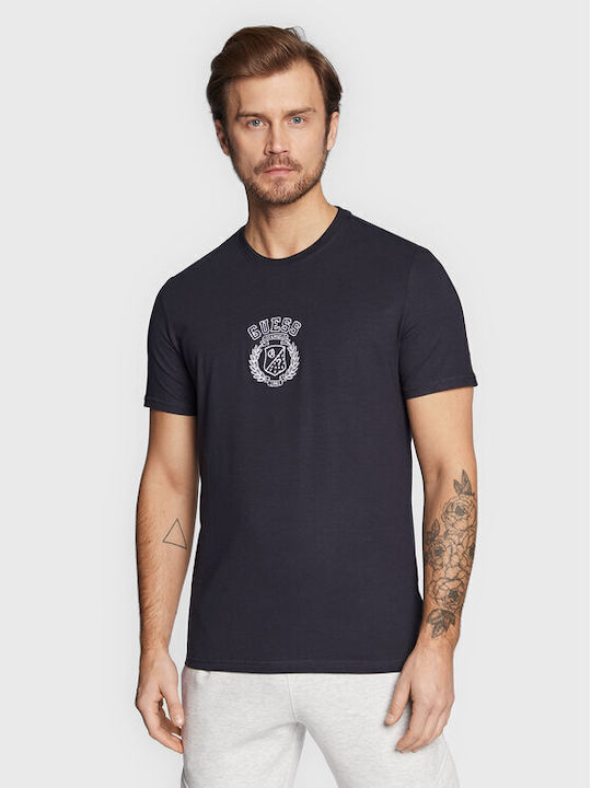 Guess T-shirt Bărbătesc cu Mânecă Scurtă Albastru marin