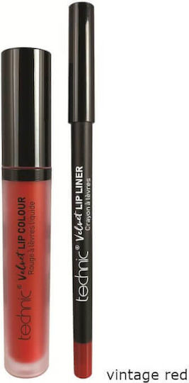 Technic Velvet Lip Σετ Μακιγιάζ για τα Χείλη Vintage Red 2τμχ
