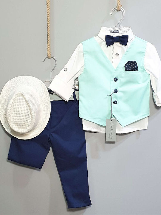 Guy Laroche Boys Baptism Suit with Vest 6pcs Turquoise