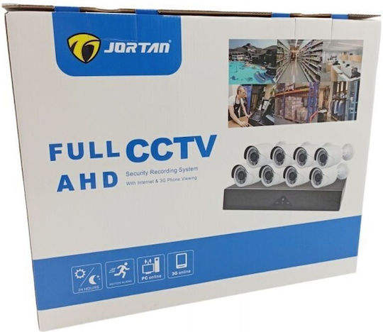 Jortan Σύστημα Παρακολούθησης 8 Καμερών CCTV με Καταγραφικό DVR