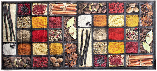 Dimcol Spices 246 Kitchen Mat Runner with Anti-slip Underlay Multicolour 80x200εκ.