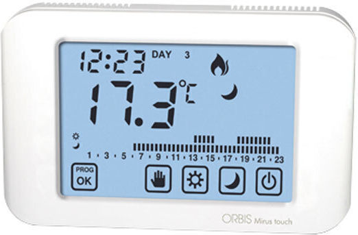 Orbis Mirus Touch Digital Termostat Spațiu cu Ecran Tactil Alb