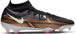 Nike Phantom GT2 Pro Dynamic Fit High Football Shoes FG with Cleats Metallic Copper / Black / Pink Blast / White