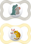 Mam Orthodontic Pacifiers Silicone Crocodile - Bunny Grey / Yellow for 16+ months 2pcs