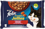 Purina Felix Sensations Jellies Wet Food for Adult Cats In Pouch with Beef / Chicken In Jelly 12pcs 85gr