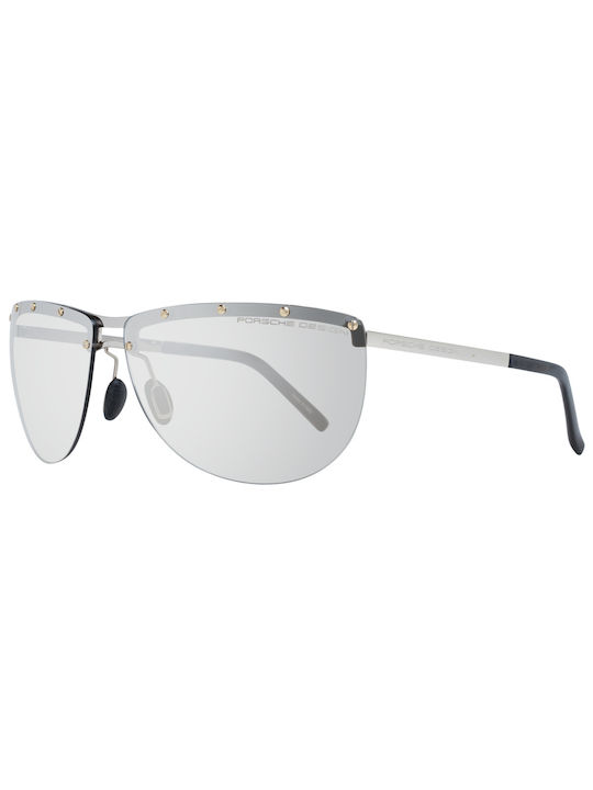 Porsche Design Women's Sunglasses with Gray Metal Frame and Silver Mirror Lens P8577 A