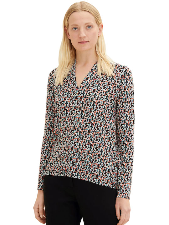 Tom Tailor Winterlich Damen Bluse Langärmelig Abstract Shapes Design