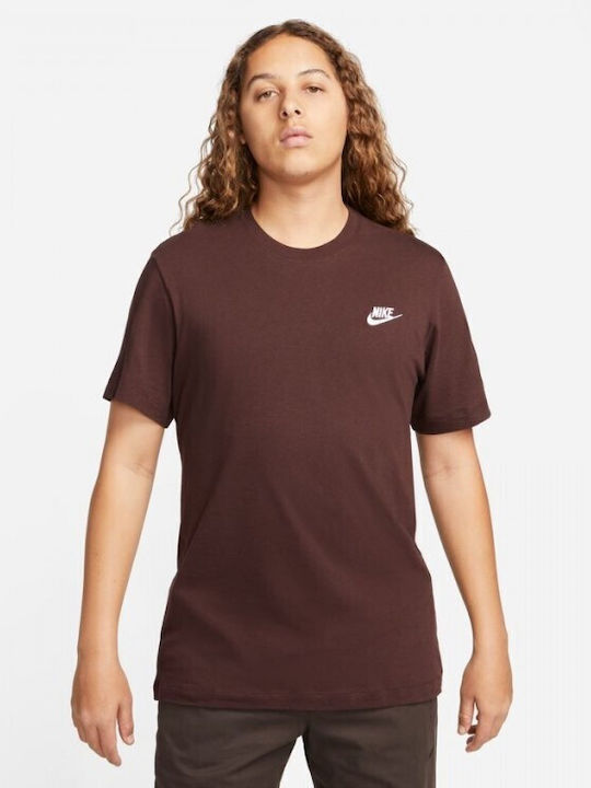 Nike Club Αθλητικό Ανδρικό T-shirt Καφέ με Λογό...