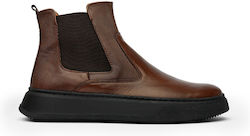Antonio Shoes Men's Leather Chelsea Ankle Boots Brown